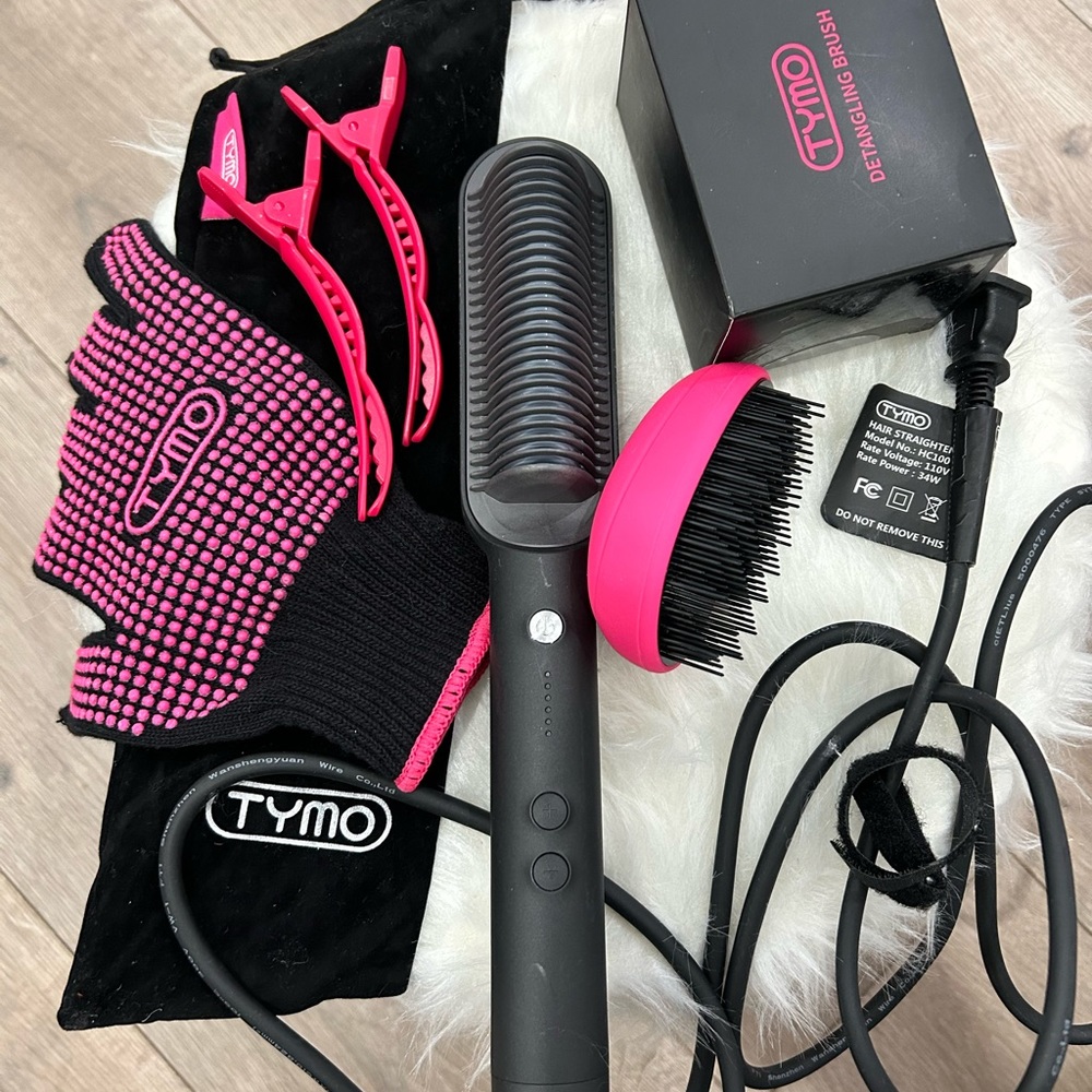 🔥SALE🔥•TYMO • Hair Straightening Comb • Black & Pink • - Picture 3 of 8